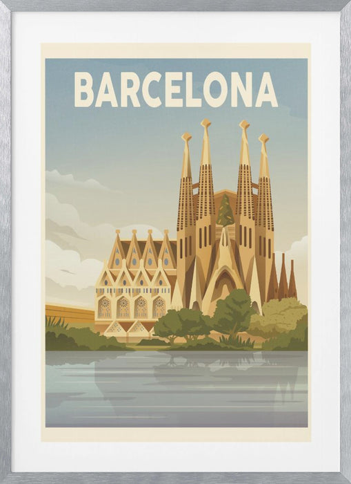 Barcelona Travel Print Framed Art Modern Wall Decor