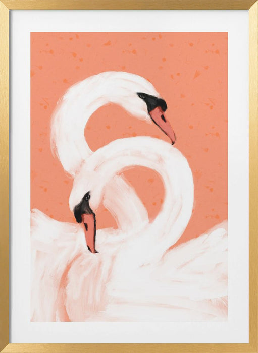 Swans Framed Art Modern Wall Decor