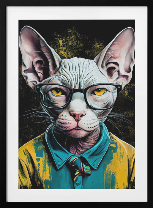 Hipster cat animal art Framed Art Wall Decor