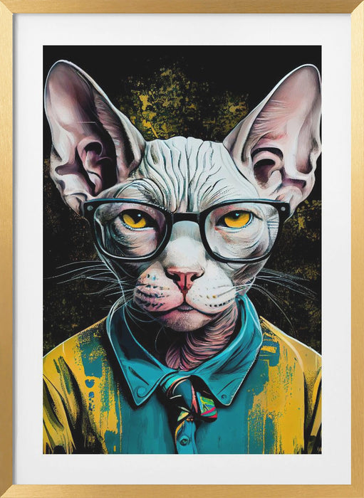 Hipster cat animal art Framed Art Wall Decor