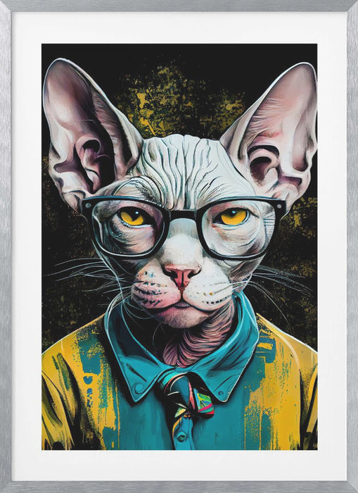 Hipster cat animal art Framed Art Wall Decor