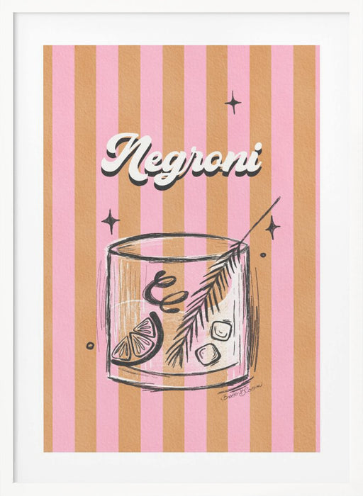 Negroni Drink on Stripes Framed Art Modern Wall Decor