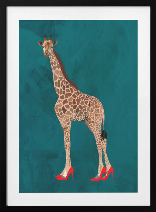 Giraffe turquouise heels Framed Art Modern Wall Decor