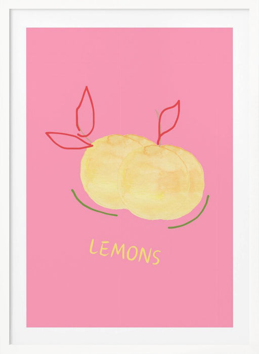 Lemons in Pink Framed Art Modern Wall Decor