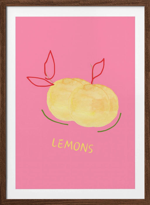 Lemons in Pink Framed Art Modern Wall Decor