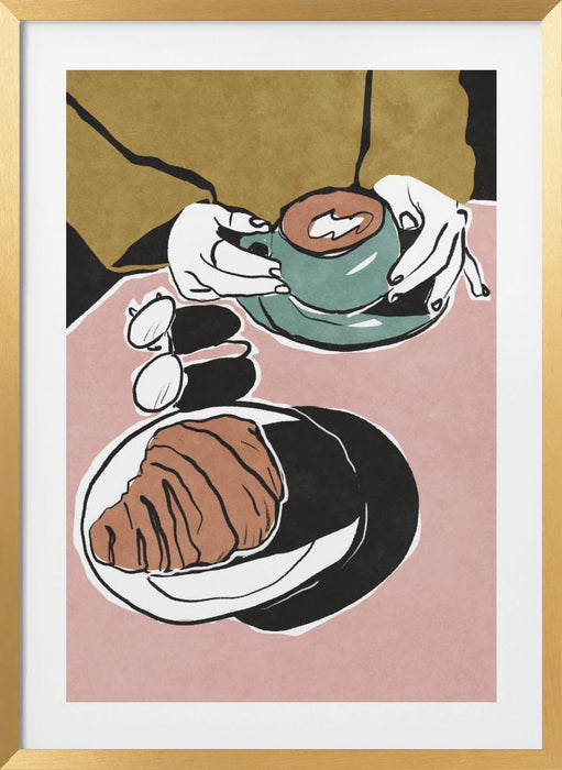 Croissant et café au lait Framed Art Modern Wall Decor
