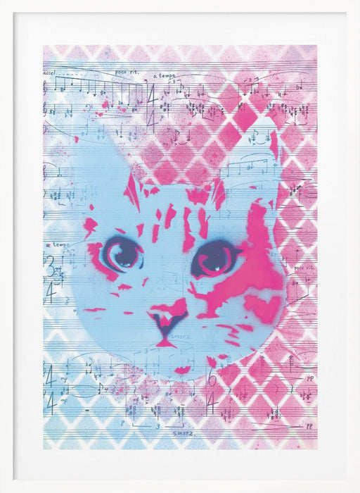 Musical Cat Framed Art Modern Wall Decor