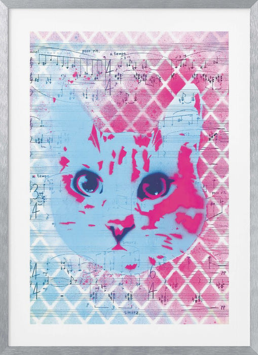 Musical Cat Framed Art Modern Wall Decor