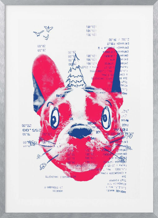 Absurd French Bulldog with a Tree Framed Art Modern Wall Decor