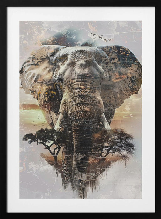 Elephant Africa Wild Animal Vintage Illustration Art 02 Framed Art Modern Wall Decor