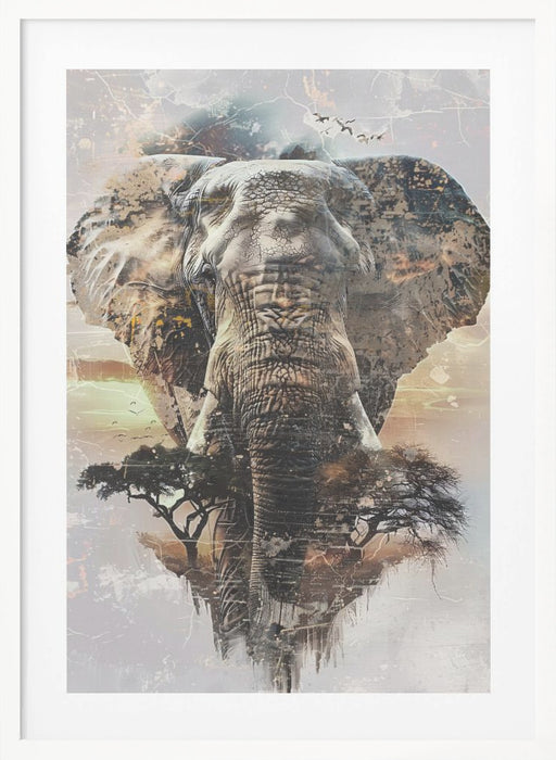 Elephant Africa Wild Animal Vintage Illustration Art 02 Framed Art Modern Wall Decor