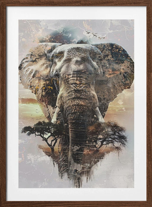 Elephant Africa Wild Animal Vintage Illustration Art 02 Framed Art Modern Wall Decor