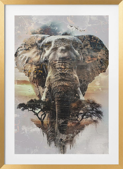 Elephant Africa Wild Animal Vintage Illustration Art 02 Framed Art Modern Wall Decor