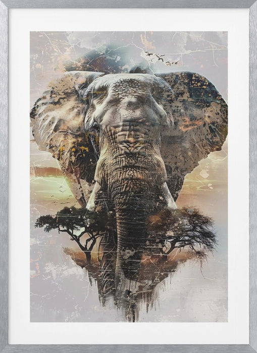 Elephant Africa Wild Animal Vintage Illustration Art 02 Framed Art Modern Wall Decor