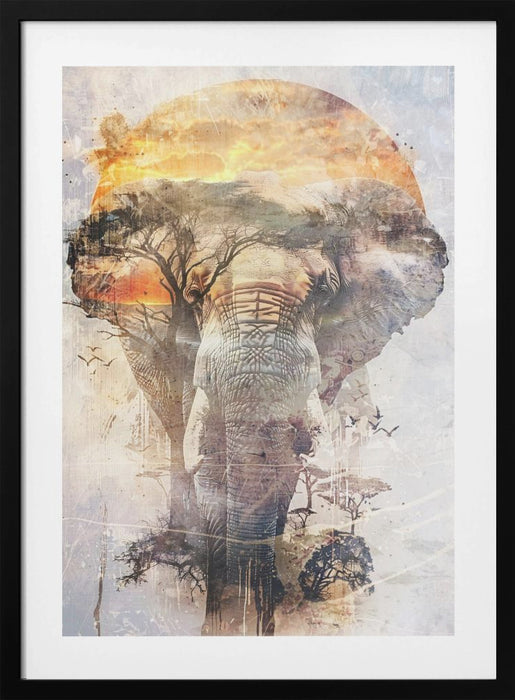 Elephant Africa Wild Animal Vintage Illustration Art 03 Framed Art Modern Wall Decor