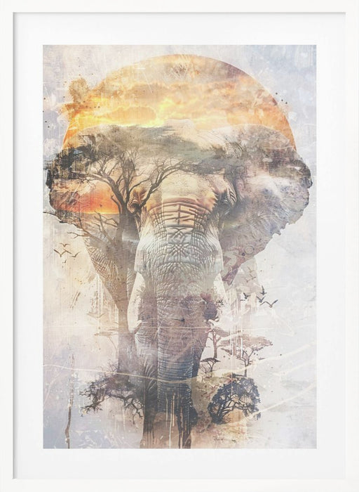 Elephant Africa Wild Animal Vintage Illustration Art 03 Framed Art Modern Wall Decor