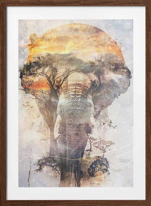 Elephant Africa Wild Animal Vintage Illustration Art 03 Framed Art Modern Wall Decor