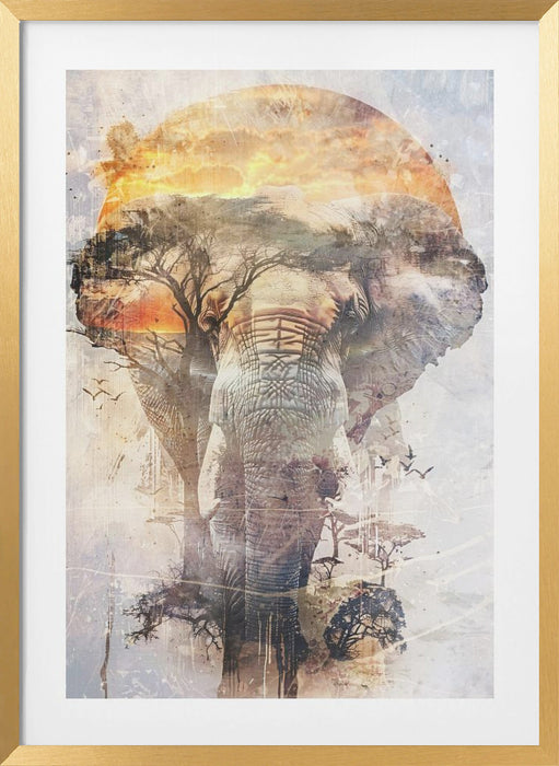 Elephant Africa Wild Animal Vintage Illustration Art 03 Framed Art Modern Wall Decor