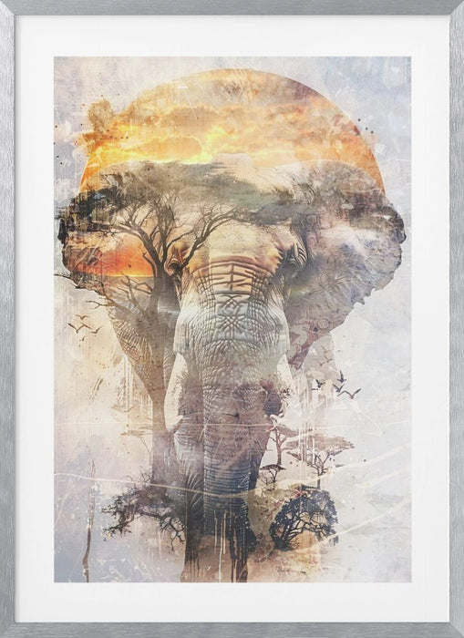 Elephant Africa Wild Animal Vintage Illustration Art 03 Framed Art Modern Wall Decor