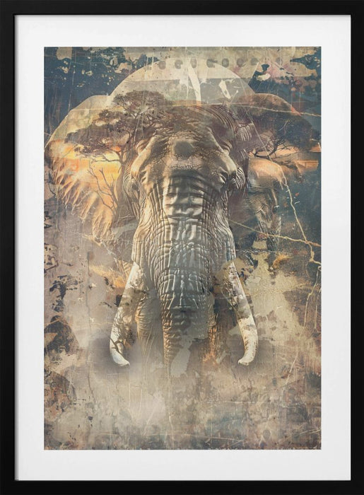 Elephant Africa Wild Animal Vintage Illustration Art 04 Framed Art Modern Wall Decor