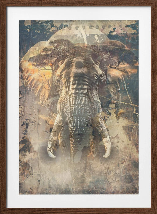 Elephant Africa Wild Animal Vintage Illustration Art 04 Framed Art Modern Wall Decor