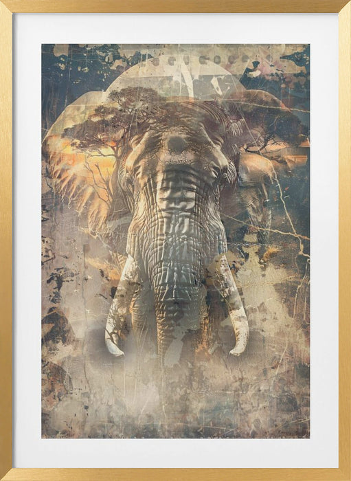 Elephant Africa Wild Animal Vintage Illustration Art 04 Framed Art Modern Wall Decor