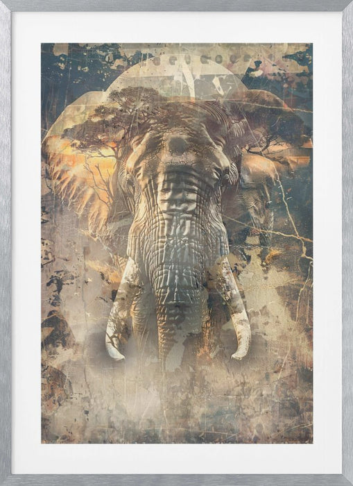 Elephant Africa Wild Animal Vintage Illustration Art 04 Framed Art Modern Wall Decor