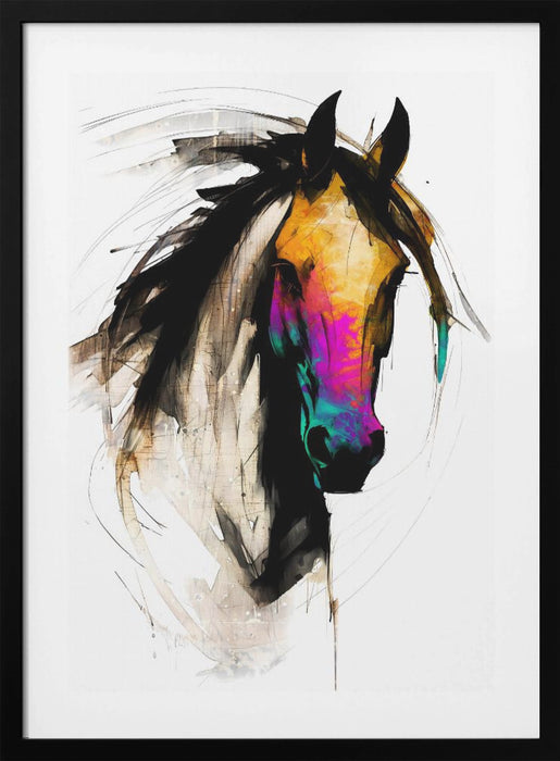 Horse Wild Tribal Illustration Art 01 Framed Art Modern Wall Decor