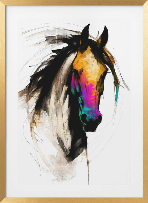 Horse Wild Tribal Illustration Art 01 Framed Art Modern Wall Decor