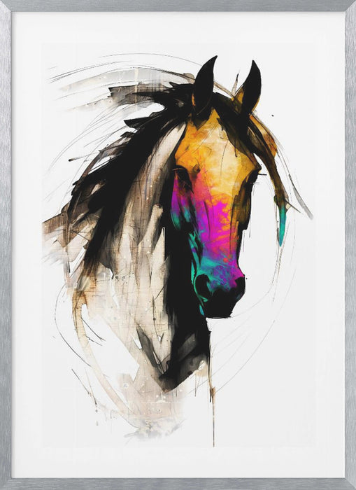 Horse Wild Tribal Illustration Art 01 Framed Art Modern Wall Decor