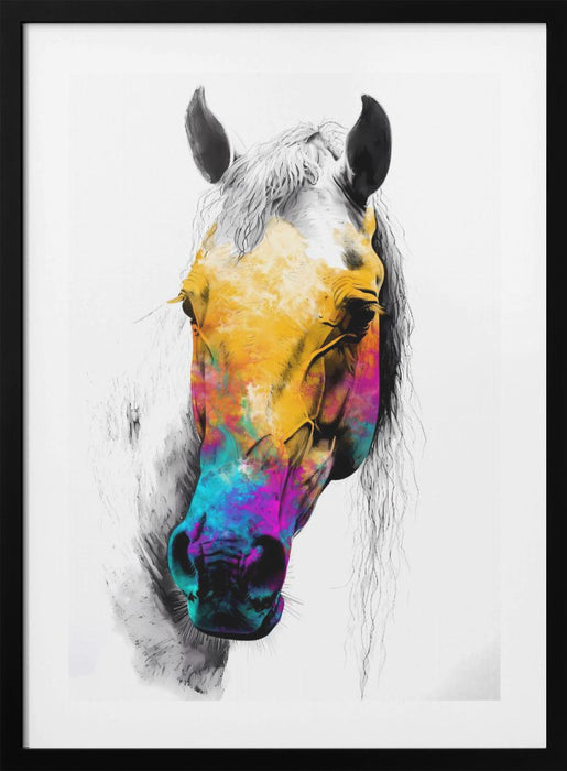 Horse Wild Tribal Illustration Art 08 Framed Art Modern Wall Decor