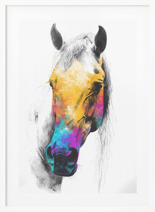 Horse Wild Tribal Illustration Art 08 Framed Art Modern Wall Decor