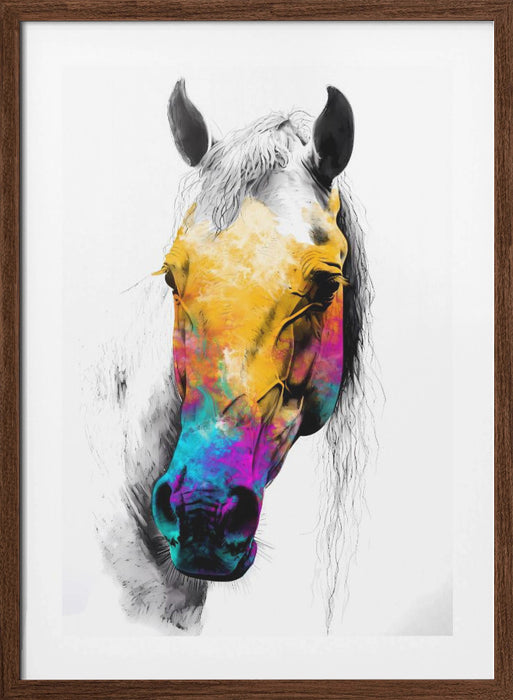 Horse Wild Tribal Illustration Art 08 Framed Art Modern Wall Decor