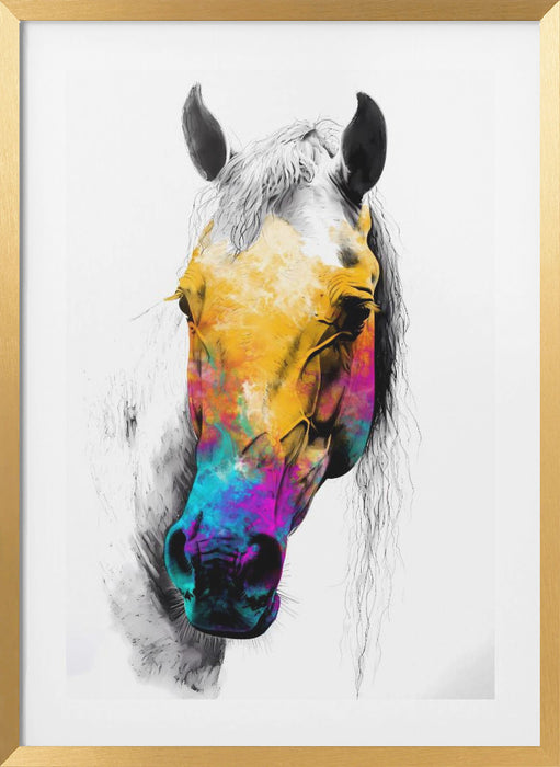 Horse Wild Tribal Illustration Art 08 Framed Art Modern Wall Decor