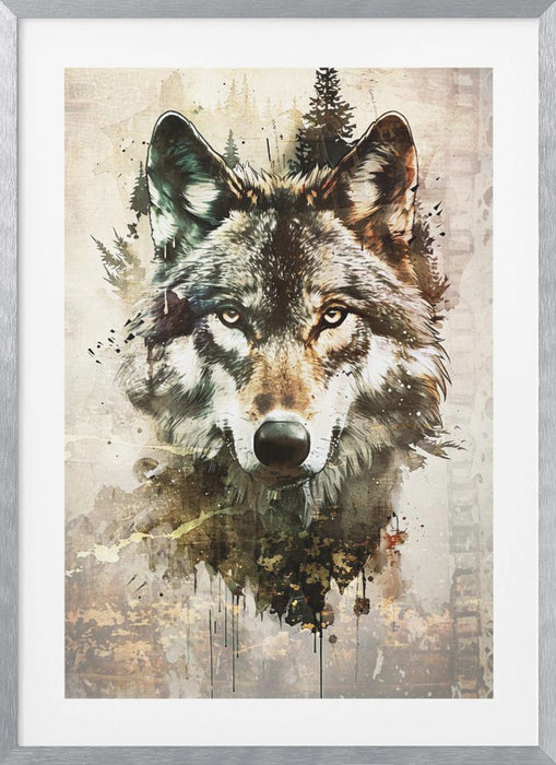 Wolf Wild Animal Vintage Illustration Art 01 Framed Art Modern Wall Decor