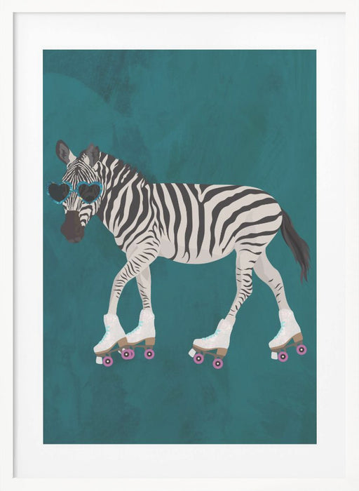 Zebra rollerskating Framed Art Wall Decor