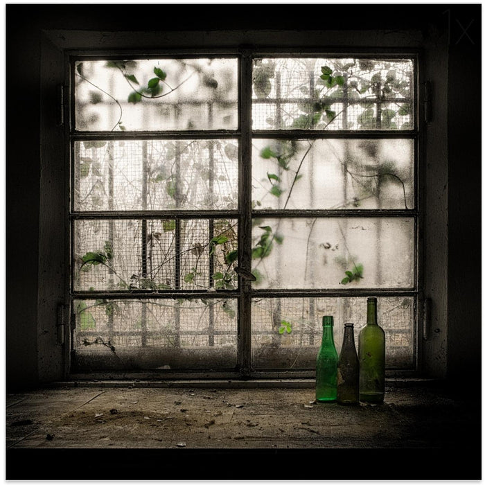 Still-Life with glass bottle Square Poster Art Print by Vito Guarino