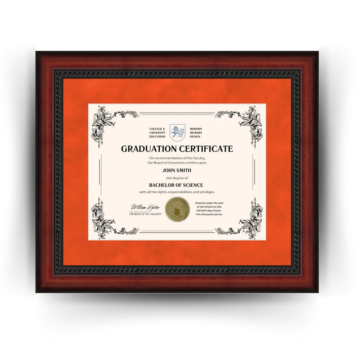 University of Miami Diploma Frame 8.5x11 Certificate Orange