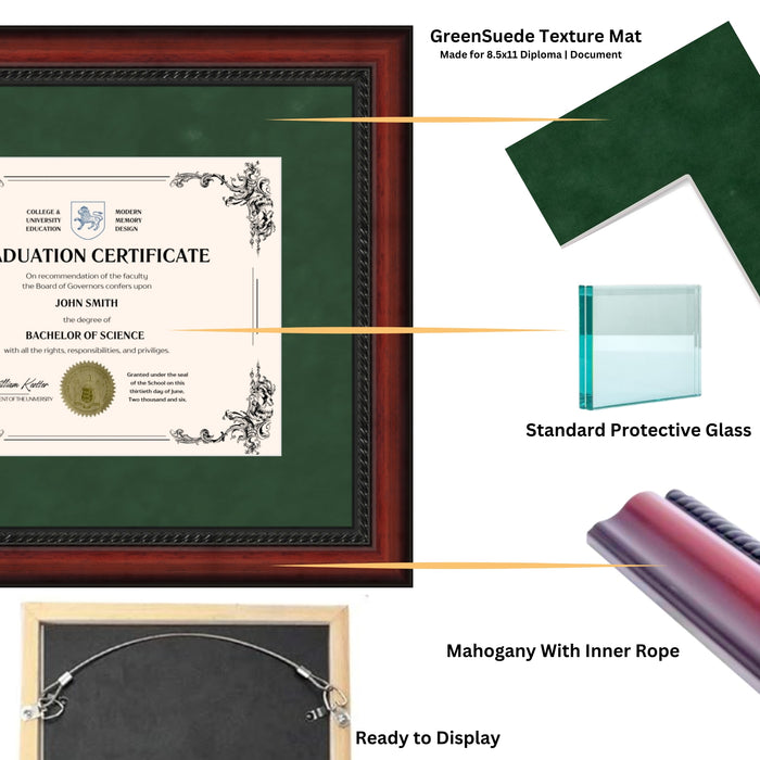 George Mason University Diploma Frame 8.5x11 Certificate Green