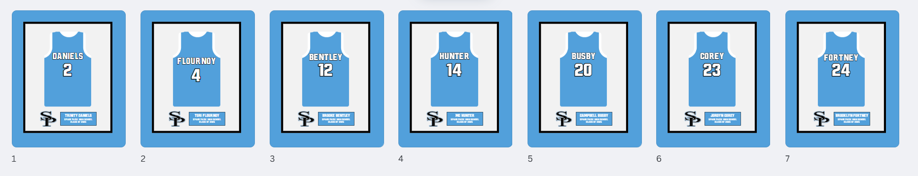 John Hadder - 7 Jersey frames - Spain Park High School