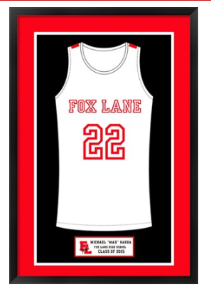 10 Jersey prints 20x30 framed Fox Lane High School