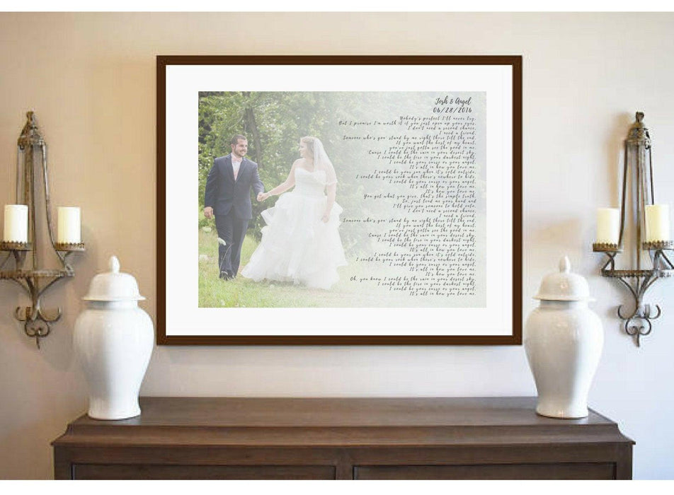 Anniversary Gift first dance Song outlet Lyrics print custom personalized framed wall art