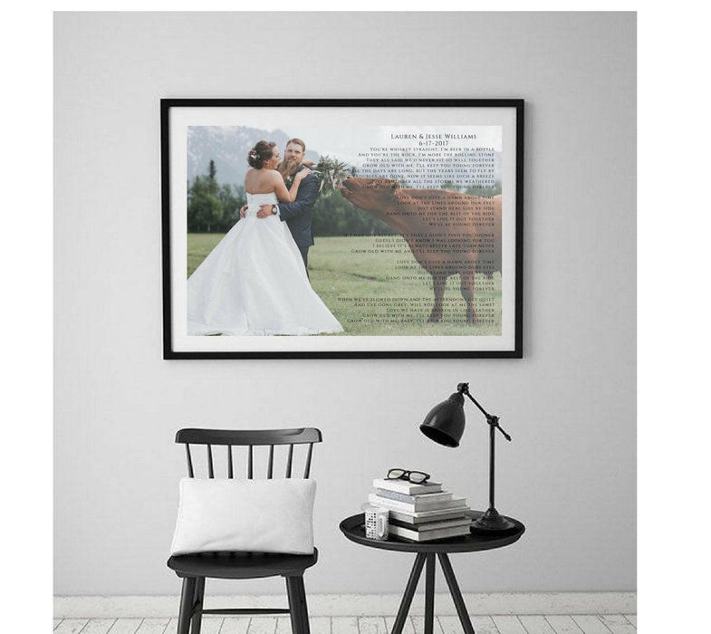 Anniversary Gift first dance Song Lyrics print custom personalized framed top wall art