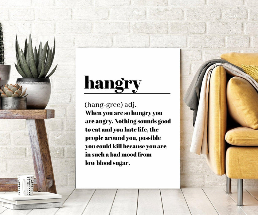 Artwork Hangry Typography kitchen wall art decor framed - Modern Memory Design Picture frames - New Jersey Frame shop custom framing