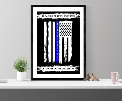 Back the blue Police officer Thin Blue line art Art - Modern Memory Design Picture frames - New Jersey Frame shop custom framing