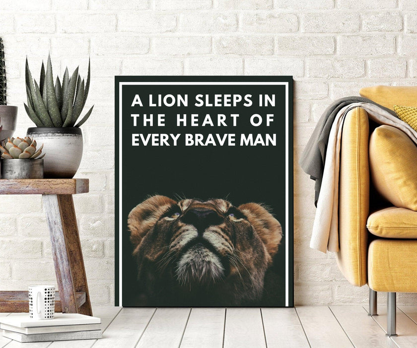 Brave Lion Canvas Print Motivational Art Print Artwork - Modern Memory Design Picture frames - New Jersey Frame shop custom framing