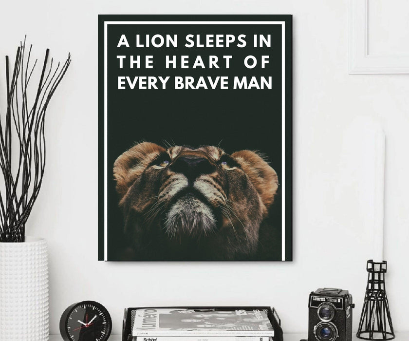 Brave Lion Canvas Print Motivational Art Print Artwork - Modern Memory Design Picture frames - New Jersey Frame shop custom framing