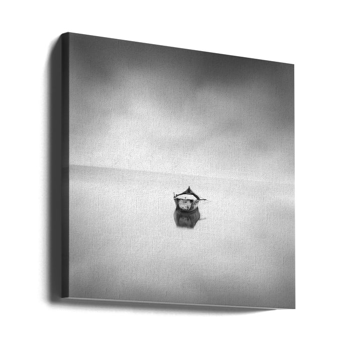 Lonely boat Square Canvas Art Print