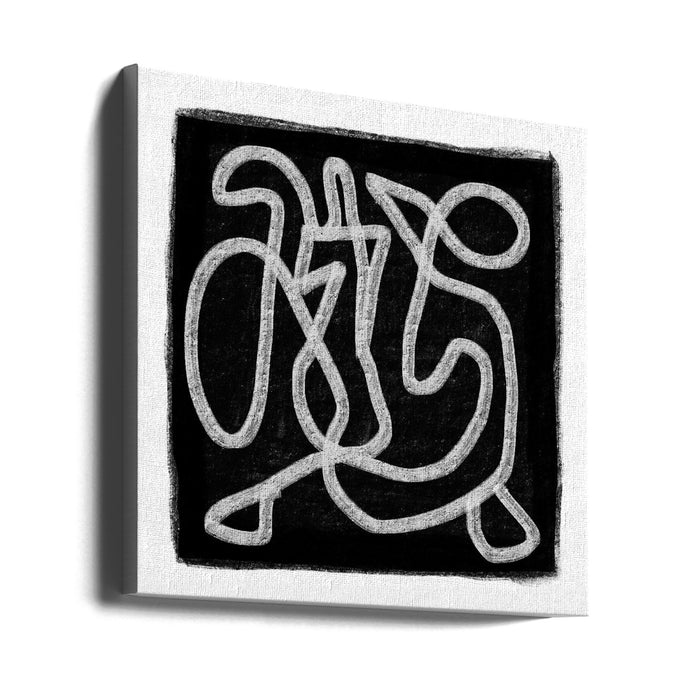 Black Scribble 3 Square Canvas Art Print