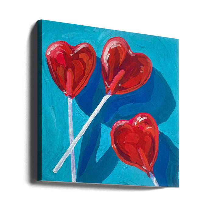 Heart Lollipops Square Canvas Art Print